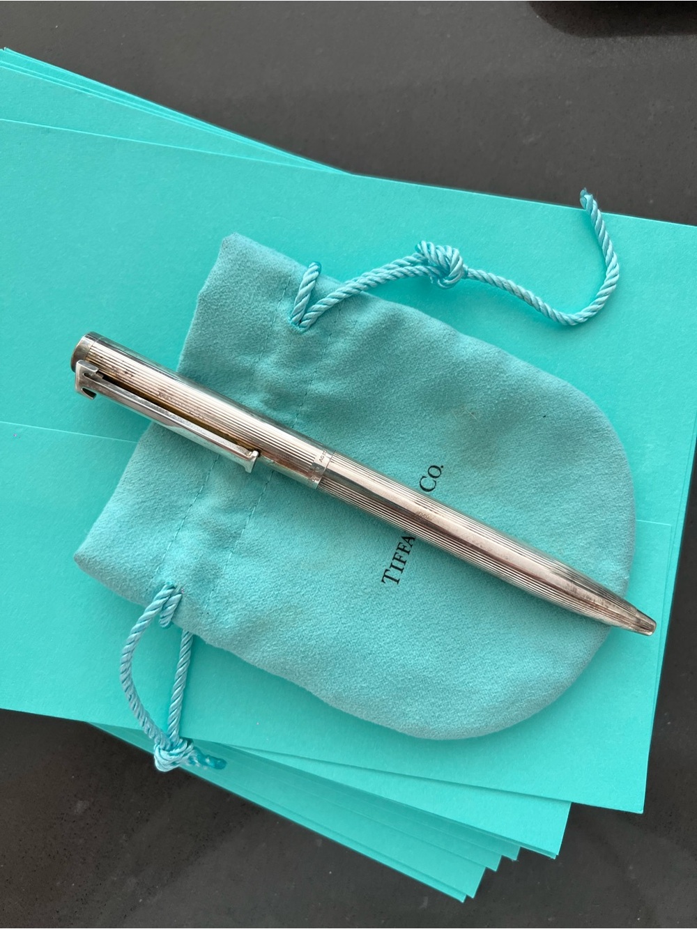 Tiffany & Co. Sterling Silver Pen with Tiffany Blue Pouch